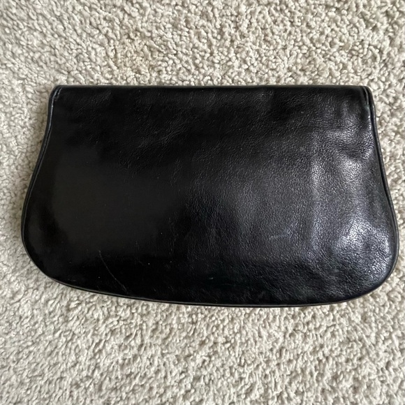 VINTAGE Genuine GUCCI Black Leather BLONDIE Gold Metal GG Logo CLUTCH Purse BAG - Picture 3 of 7